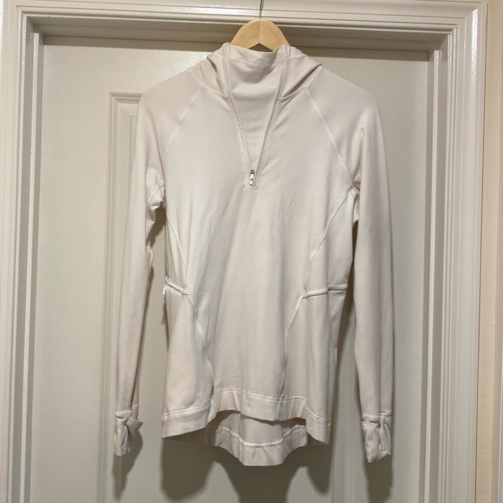Lululemon warm stabilizer 1/2 zip hoodie Size 6 Cream Athleisure Athletic